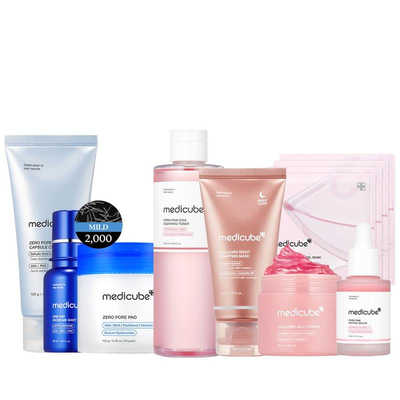 [Medicube] Affordable Glass Glow Skincare Set | Includes 8 TOP-SELLING Products for Gentle Skin Renewal